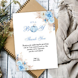 Het is een Boy Baby shower pompoen Bedankkaart