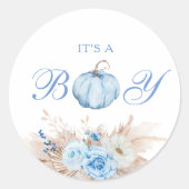 Het is een Boy Baby shower pompoen Ronde Sticker (Voorkant)