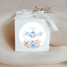 Het is een Boy Baby shower pompoen Ronde Sticker