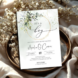 Het is een Boy Baby shower Uitnodiging Groen Boho