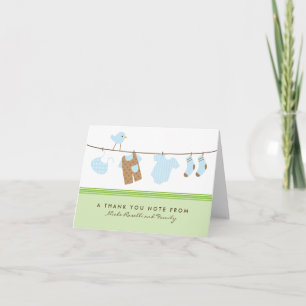 Het is een Boy Baby Wasserij Bedankt Card (groen)
