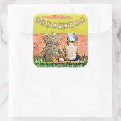 Het is een Boy, Baseball Theme Baby shower Seals Vierkante Sticker (Tas)