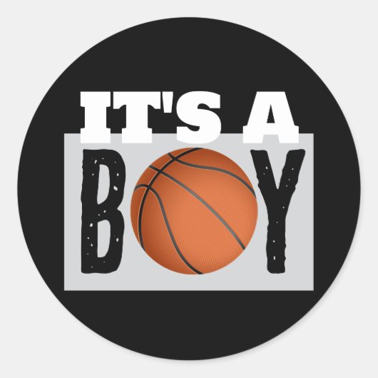 Het is een Boy Basketball Baby shower Black Ronde Sticker (Voorkant)