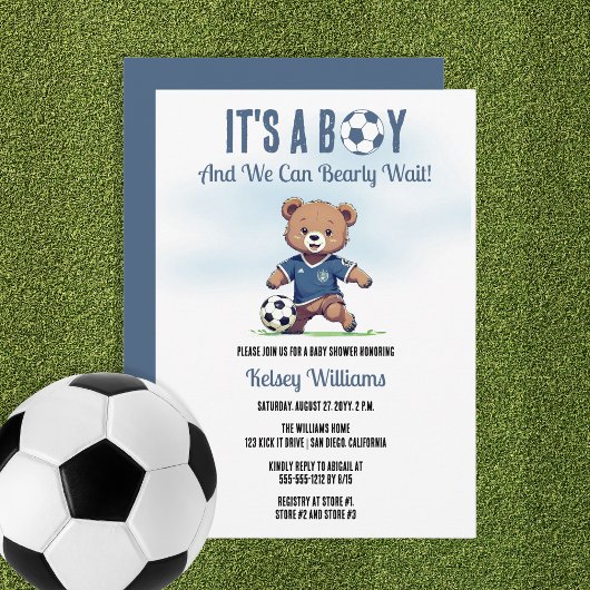 Het is een Boy Bearly Wait Soccer Player Baby show Kaart