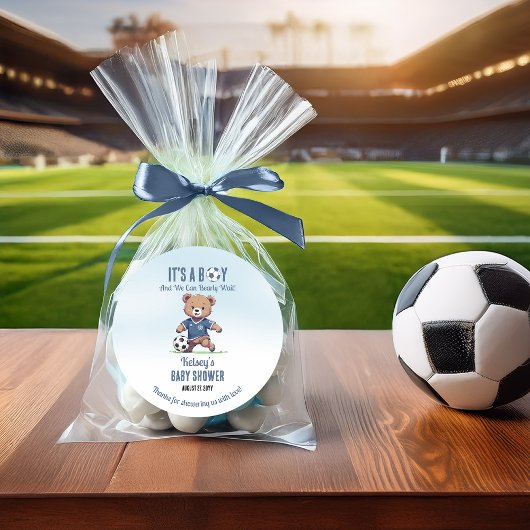 Het is een Boy Bearly Wait Soccer Player Baby show Ronde Sticker