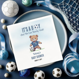 Het is een Boy Bearly Wait Soccer Player Baby show Servet