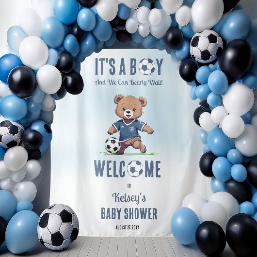 Het is een Boy Bearly Wait Soccer Player Baby show Wandkleed