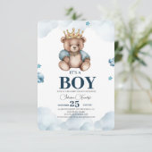 HET IS EEN BOY BEER BABY SHOWER BEDANKKAART (Staand voorkant)
