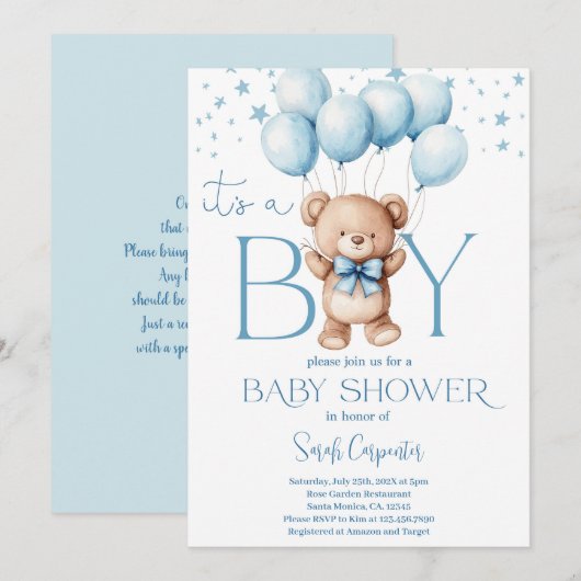 Het is een Boy Beer Baby shower Boy Invitation Kaart (Voorkant / Achterkant)