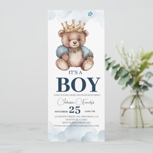 HET IS EEN BOY BEER BABY SHOWER KAART (Staand voorkant)