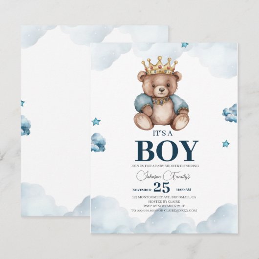 HET IS EEN BOY BEER BABY SHOWER NOTITIEKAARTJE (Voorkant / Achterkant)