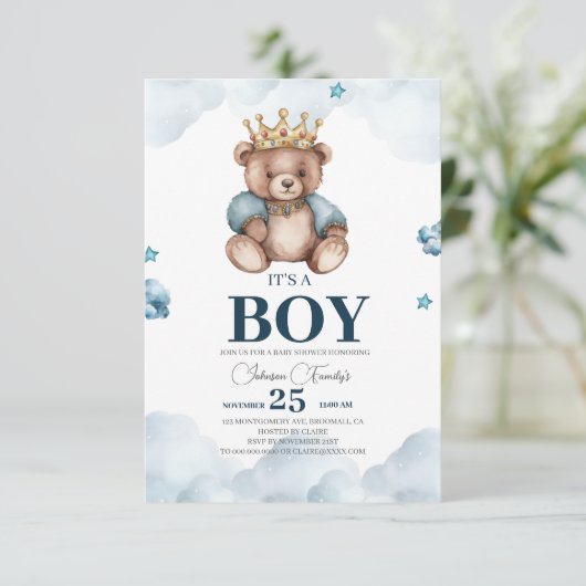 HET IS EEN BOY BEER BABY SHOWER RSVP KAARTJE (Staand voorkant)