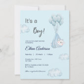 Het is een Boy Beer Ballon Baby shower Uitnodiging (Voorkant)
