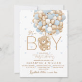 Het is een Boy Beer Blue Balloon Heart Baby shower Kaart (Voorkant)