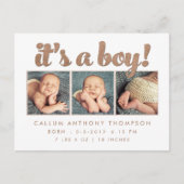 Het is een Boy Birth Announcement Photo Briefkaart (Voorkant)