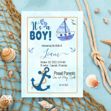 Het is een Boy Birth Nautical Sailboat Anchor