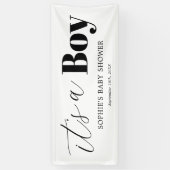 Het is een Boy Black White Baby shower Spandoek (Verticaal)