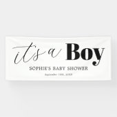 Het is een Boy Black White Baby shower Spandoek (Horizontaal)