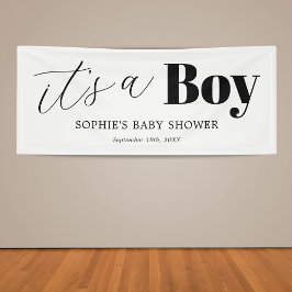 Het is een Boy Black White Baby shower Spandoek