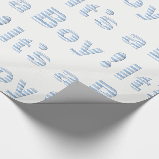 HET IS EEN BOY! Blauw en wit BABY SHOWER Cadeaupapier (Hoek)