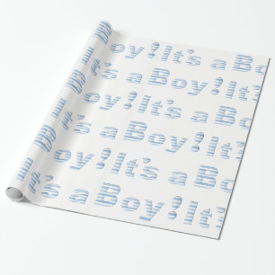 HET IS EEN BOY!  Blauw en wit BABY SHOWER Cadeaupapier