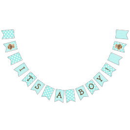 Het is een Boy Blauwgroen Teddy Bear Baby shower Vlaggetjes