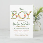 Het is een BOY bloemenalfabet script baby shower Kaart (Staand voorkant)