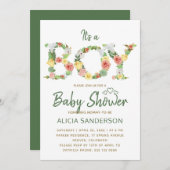 Het is een BOY bloemenalfabet script baby shower Kaart (Voorkant / Achterkant)