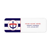 Het is een Boy Blue Anchor & Stripes Adresetikette Etiket (Voorkant)