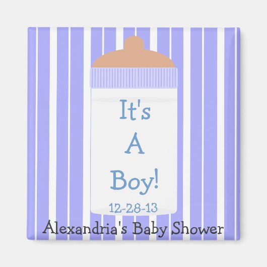 Het is een Boy Blue Baby fles Baby shower gunst Magneet (Voorkant)