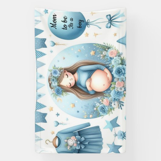 Het is een Boy Blue Baby shower Banner (Verticaal)
