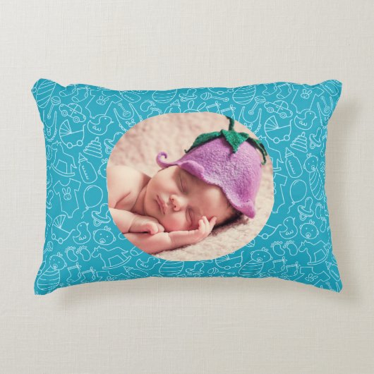 Het is een Boy Blue Baby shower gepersonaliseerd A Accent Kussen (Voorkant)