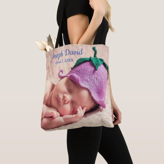 Het is een Boy Blue Baby shower gepersonaliseerd Tote Bag (Dichtbij)