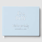 Het is een Boy Blue Baby shower Silver Foil Gastenboek (Voorkant)