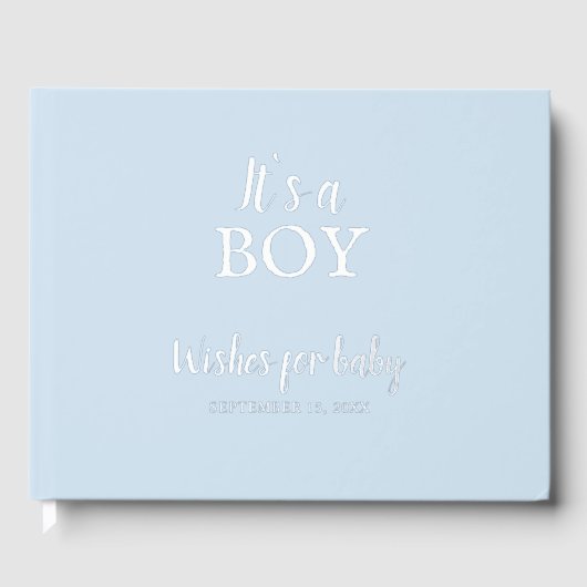 Het is een Boy Blue Baby shower Silver Foil Gastenboek (Voorkant)