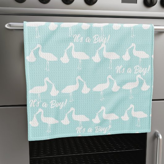 Het is een Boy Blue Baby shower Stork Kitchen Towe Theedoek