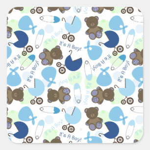 Het is een Boy Blue Baby shower Vierkante Sticker