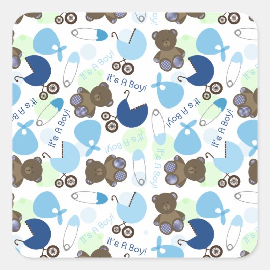 Het is een Boy Blue Baby shower Vierkante Sticker (Voorkant)