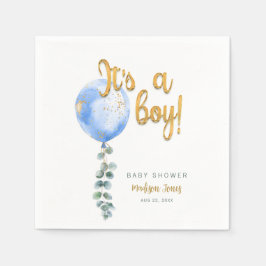 Het is een Boy Blue Balloon Baby shower servetten