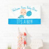 Het is een Boy Blue Balloon Welkom thuis Spandoek (Insitu)