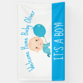 Het is een Boy Blue Balloon Welkom thuis Spandoek (Verticaal)