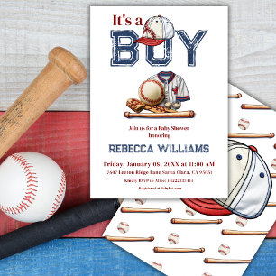 Het is een Boy Blue Baseball thema Baby shower Kaart