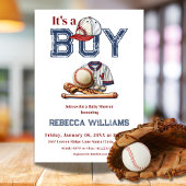 Het is een Boy Blue Baseball thema Baby shower Kaart