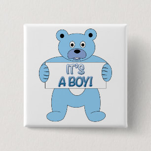 Het is een Boy Blue Beer Vierkante Button 5,1 Cm
