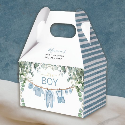 Het is een Boy Blue Boho kleding groen Baby shower Bedankdoosjes