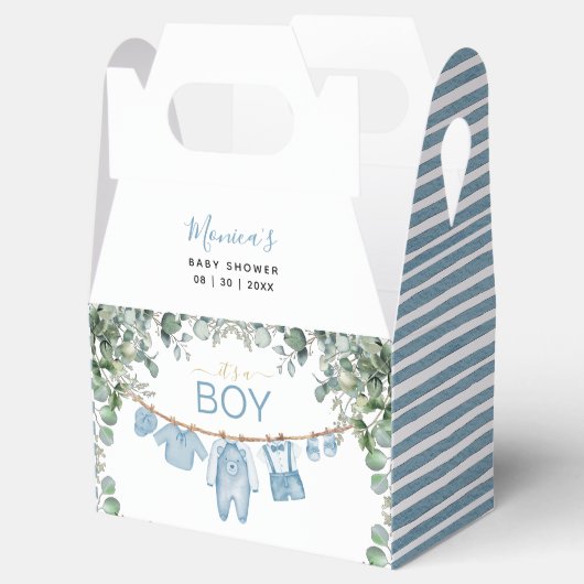 Het is een Boy Blue Boho kleding groen Baby shower Bedankdoosjes (Geopend)