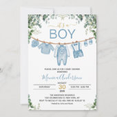 Het is een Boy Blue Boho Waterverf Doek Baby showe Kaart (Voorkant)
