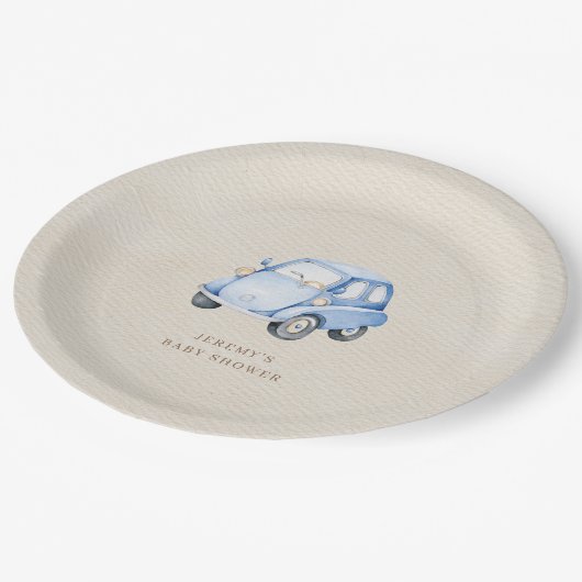 Het is een Boy Blue Boho Waterverf Retro auto Papieren Bordje (Gekanteld)