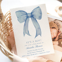 Het is een Boy Blue Bow Baby shower