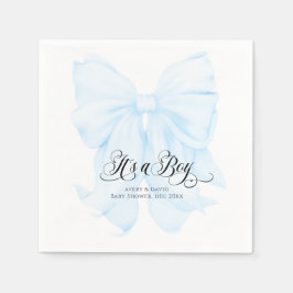 Het is een Boy Blue Bow Modern Elegant Baby shower Servet